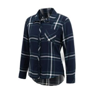 Rails Navy Blue Forest Green Plaid Hunter Flannel SMALL Super Soft Button Front